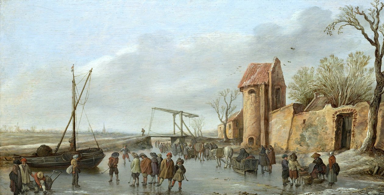 Uma cena no gelo de Jan van Goyen