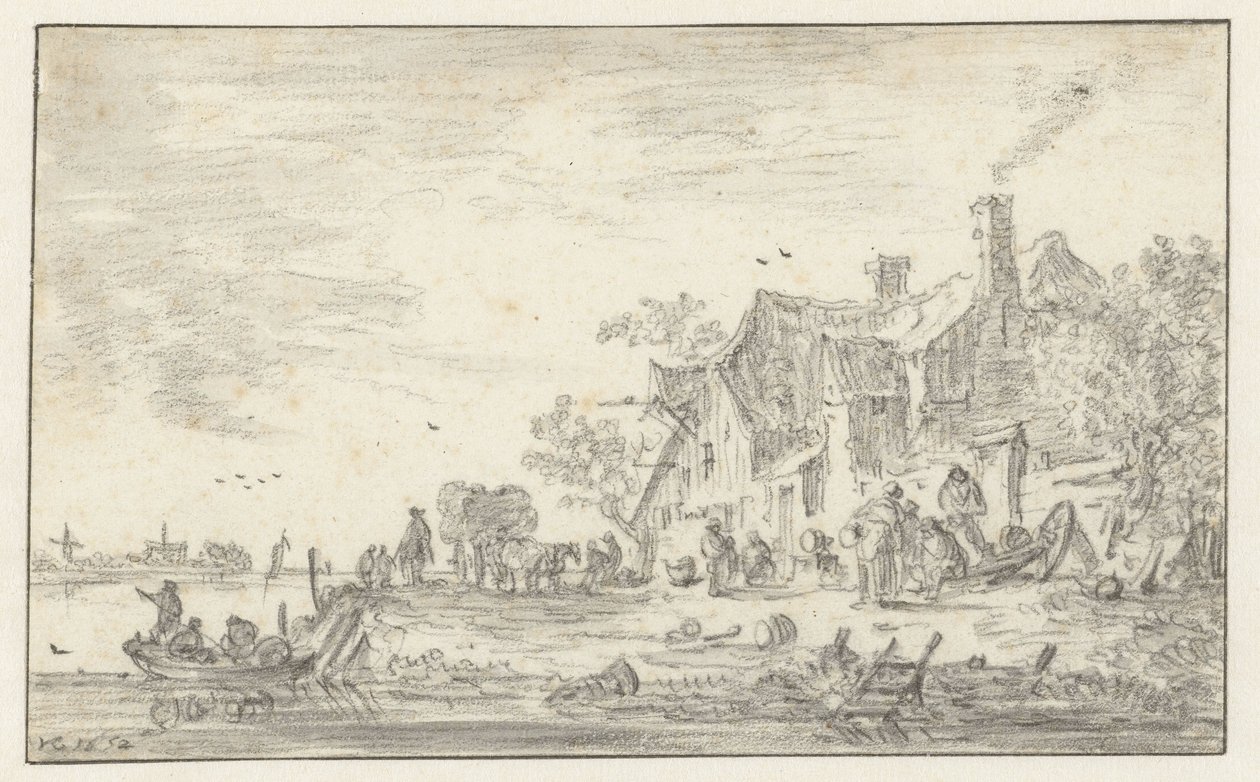 Casa agrícola nas margens de um rio de Jan van Goyen