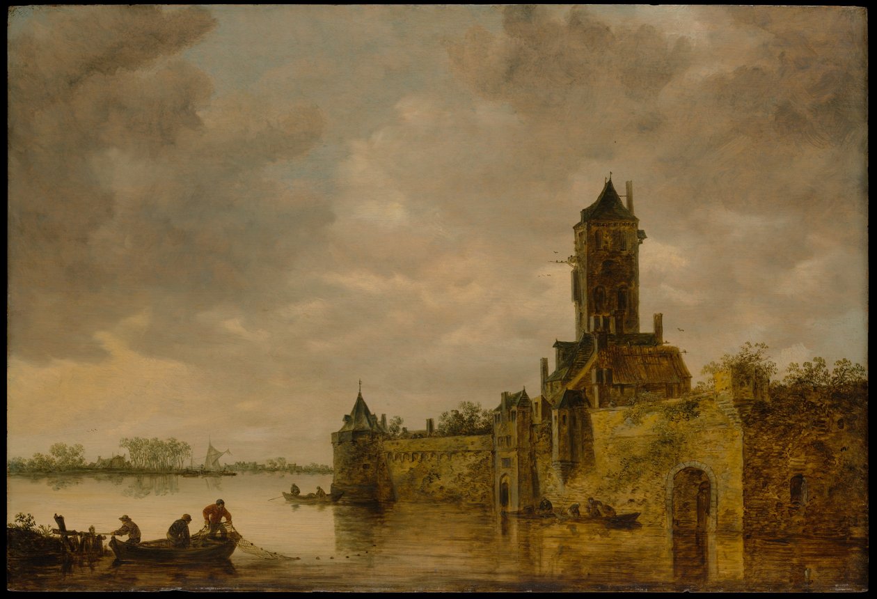 Castelo junto a um rio de Jan van Goyen