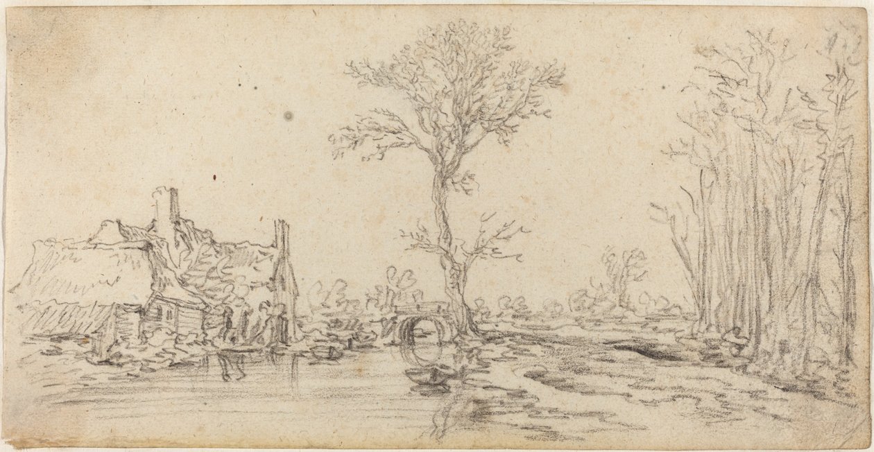 Casa de campo perto de um rio de Jan van Goyen