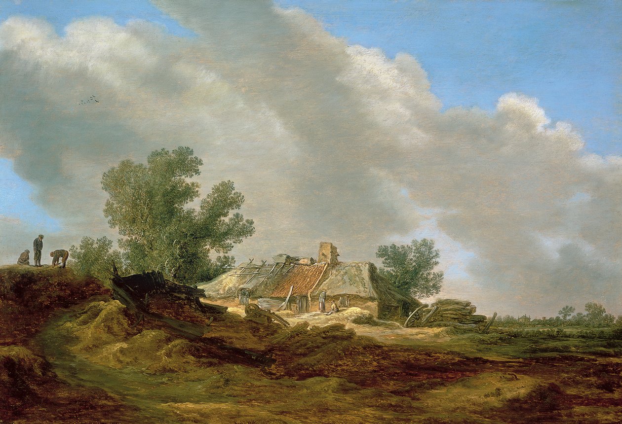 Paisagem dunar com casa de campo e figuras de Jan van Goyen