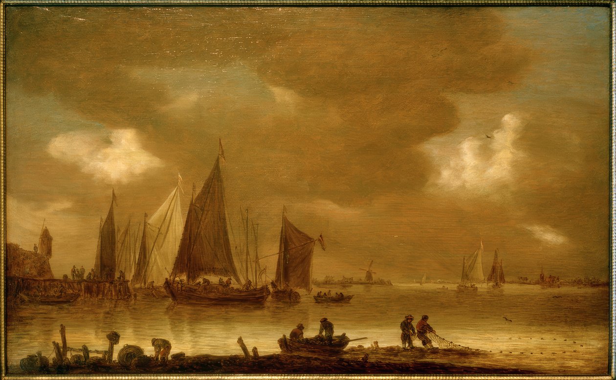 Trazer o peixe para a atmosfera noturna de Jan van Goyen