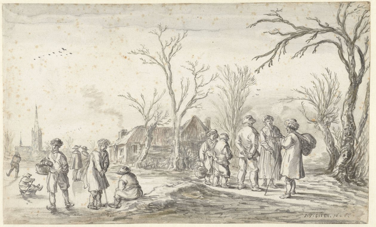 Números numa aldeia no Inverno de Jan van Goyen