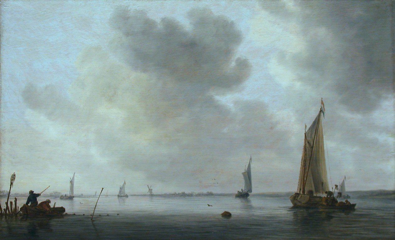 Barcos de pesca fora de um estuário de Jan van Goyen