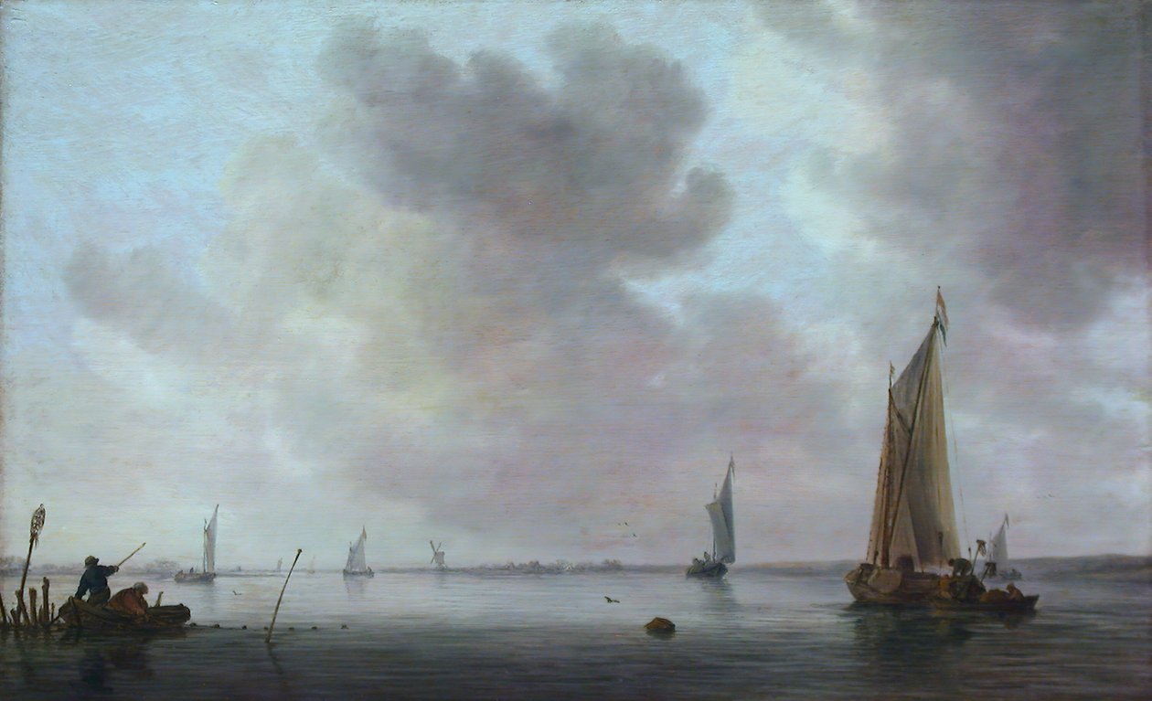 Barcos de pesca em um estuário, 1633. de Jan van Goyen