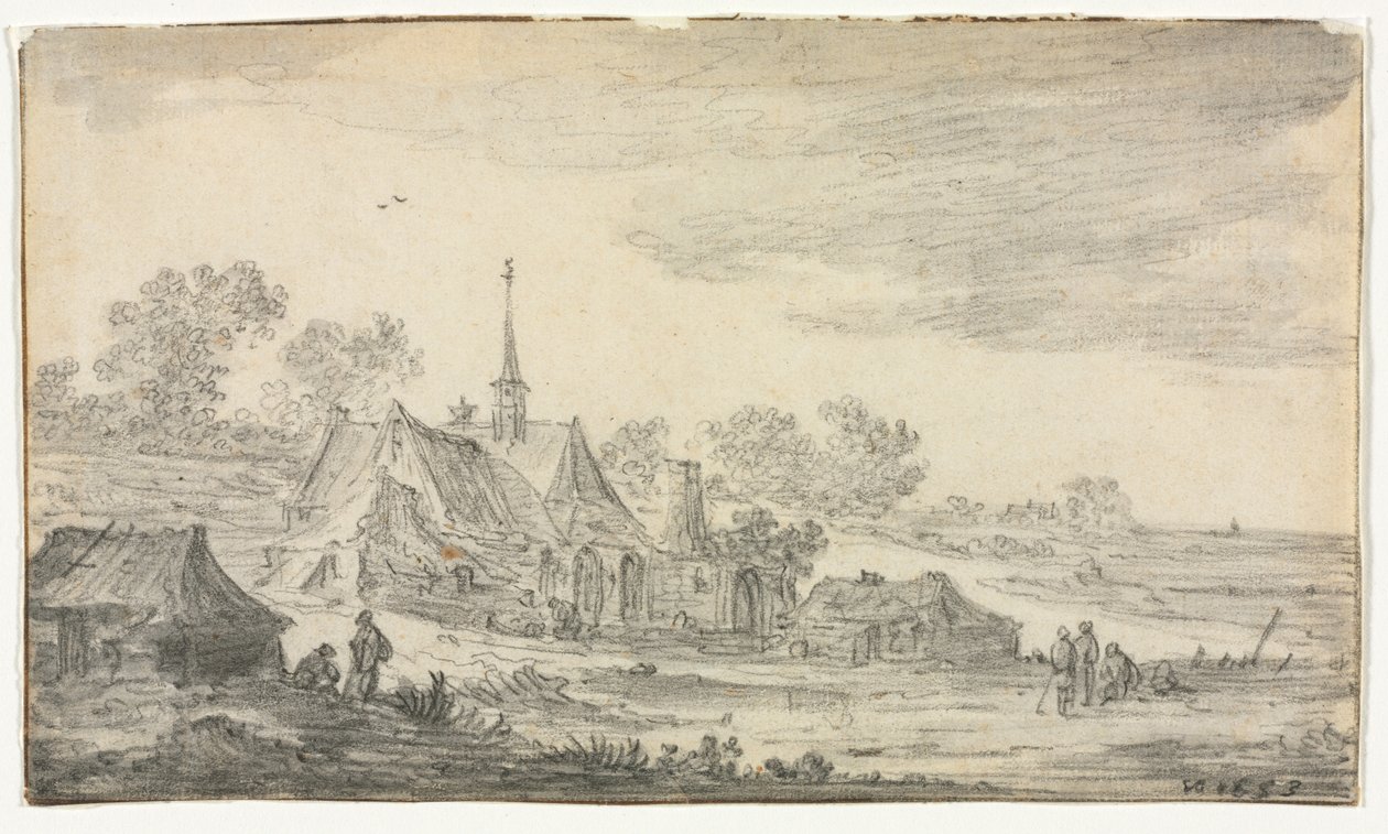 Grupo de edifícios à beira-mar de Jan van Goyen