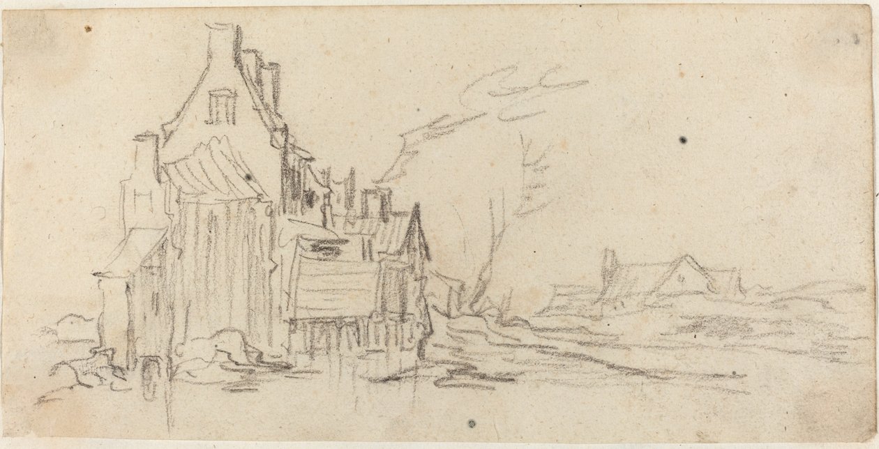 Casas por uma estrada de Jan van Goyen