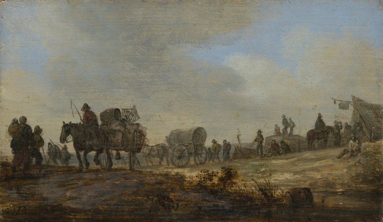 Paisagem com carroças de camponeses de Jan van Goyen
