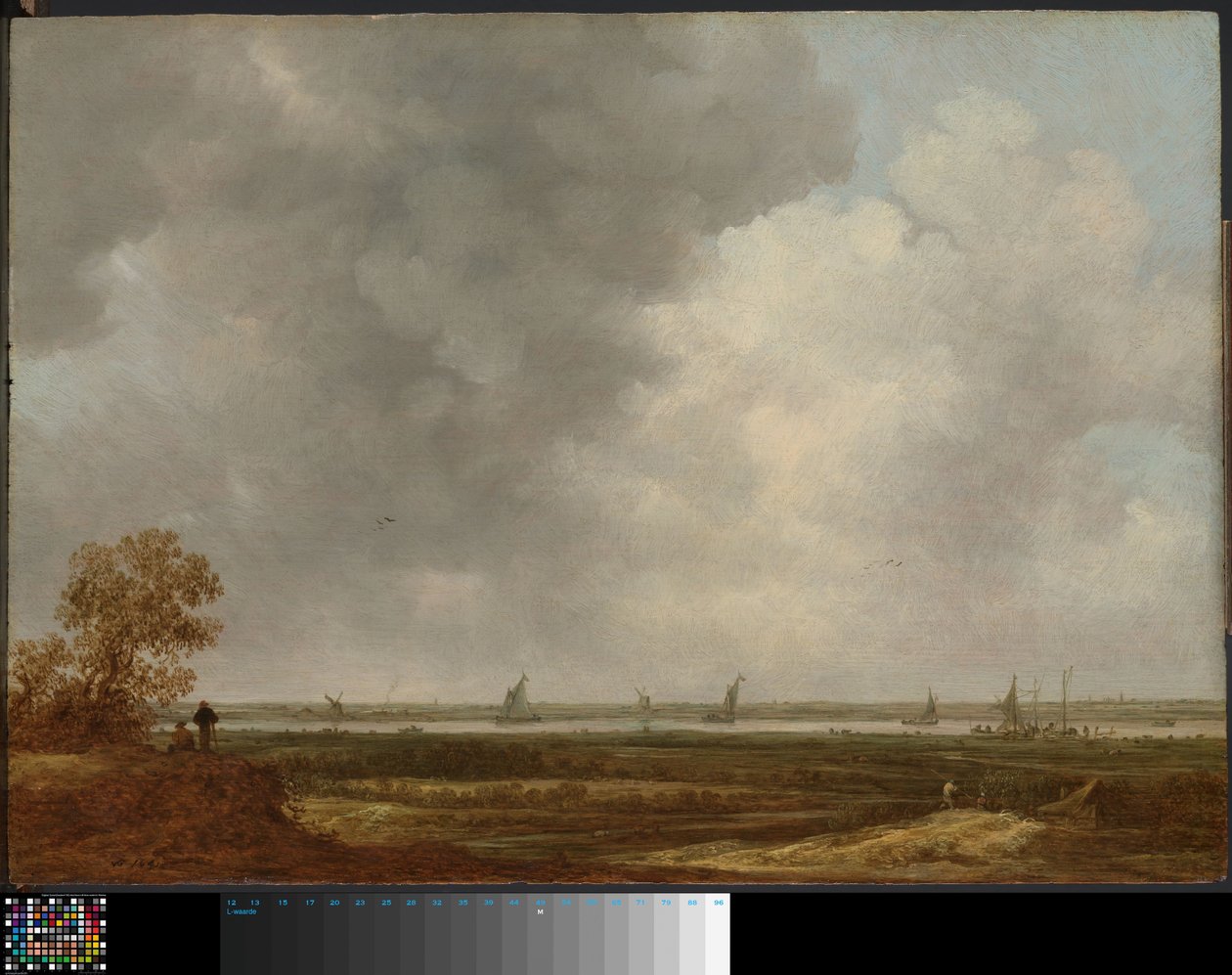 Vista Panorâmica de um rio com prados de baixa altitude de Jan van Goyen