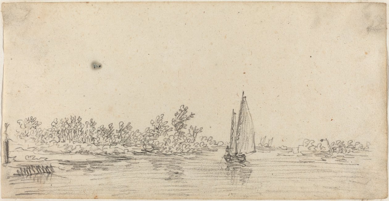 Veleiro em um estuário de Jan van Goyen