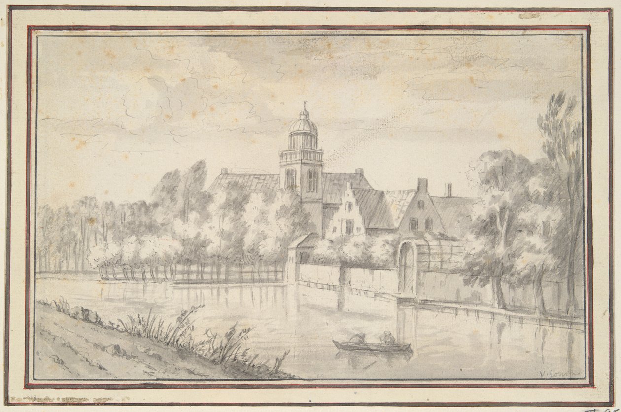 Vista do castelo e da casa no rio de Jan van Goyen