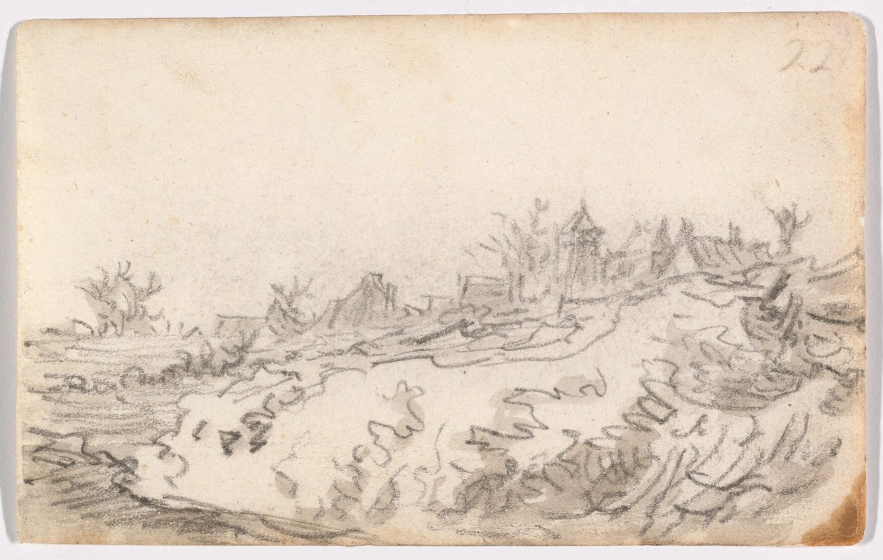 Aldeia na encosta ensolarada de Jan van Goyen