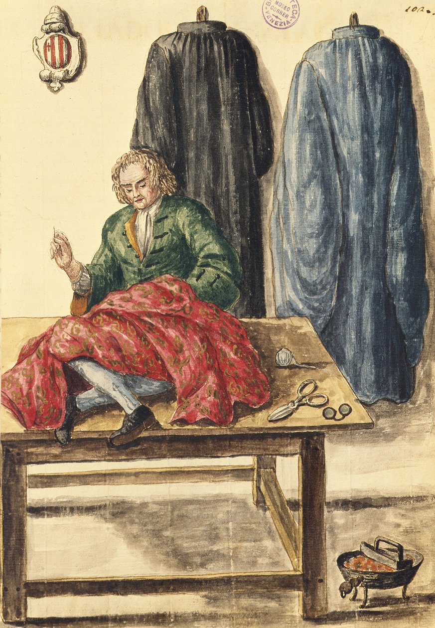 Um alfaiate veneziano (caneta e tinta e wc no papel) de Jan van Grevenbroeck