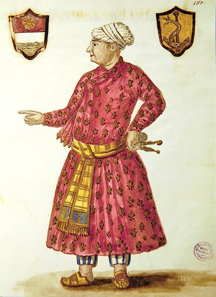 Antonio Manunzio na região de Mughal (caneta e tinta e wc no papel) de Jan van Grevenbroeck