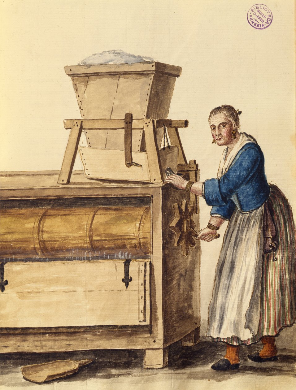 Farinha de aparafusamento (caneta e tinta e aquarela sobre papel) de Jan van Grevenbroeck