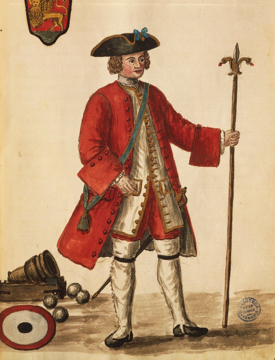 Bombista de navios venezianos, de Jan van Grevenbroeck ou Giovanni Grevembroch (1731-1807), Gli Abiti de Veneziani, de livro ilustrado de fantasias, aguarela de Jan van Grevenbroeck