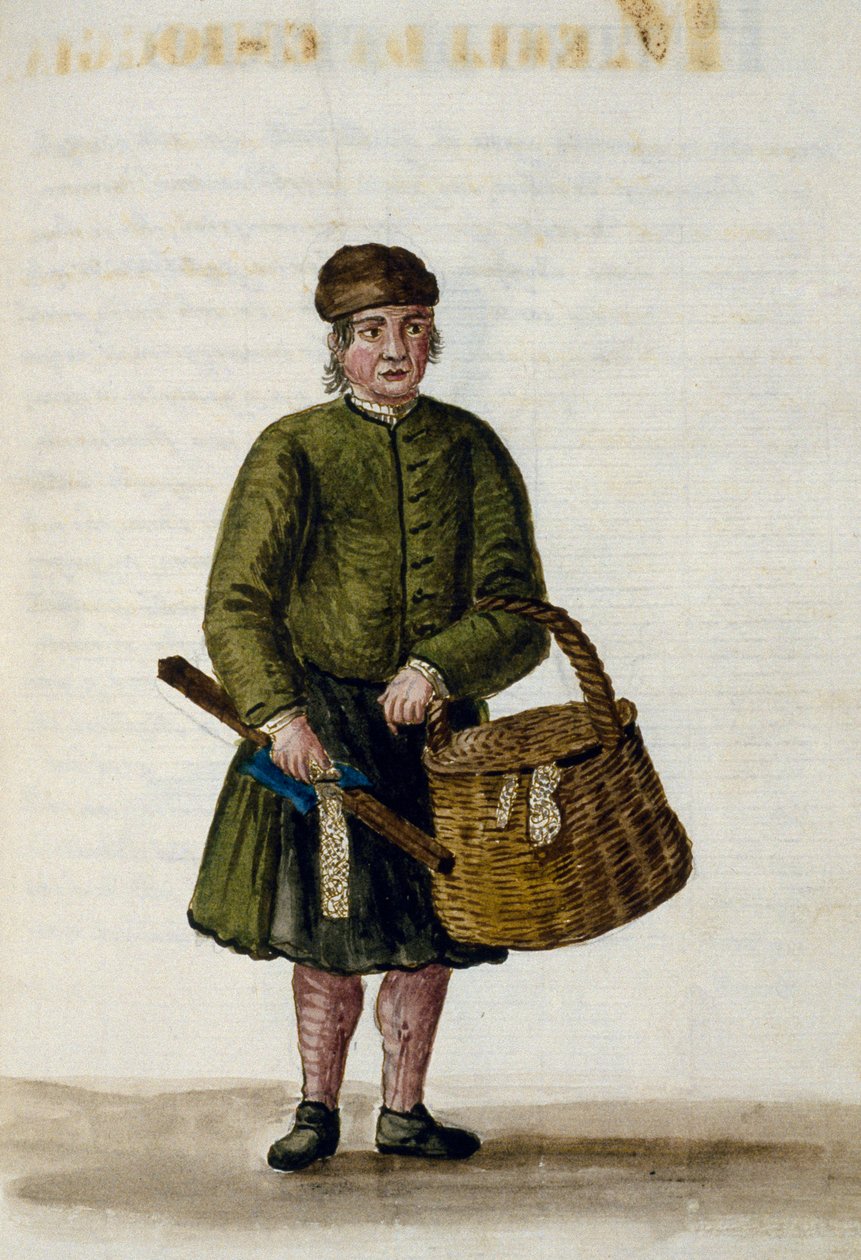 Vendedor de rendas de Chioggian, ilustração do manuscrito de roupas venezianas, Volume IV, c 68, de Jan Grevenbroeck (1731-1807), aguarela, Itália de Jan van Grevenbroeck