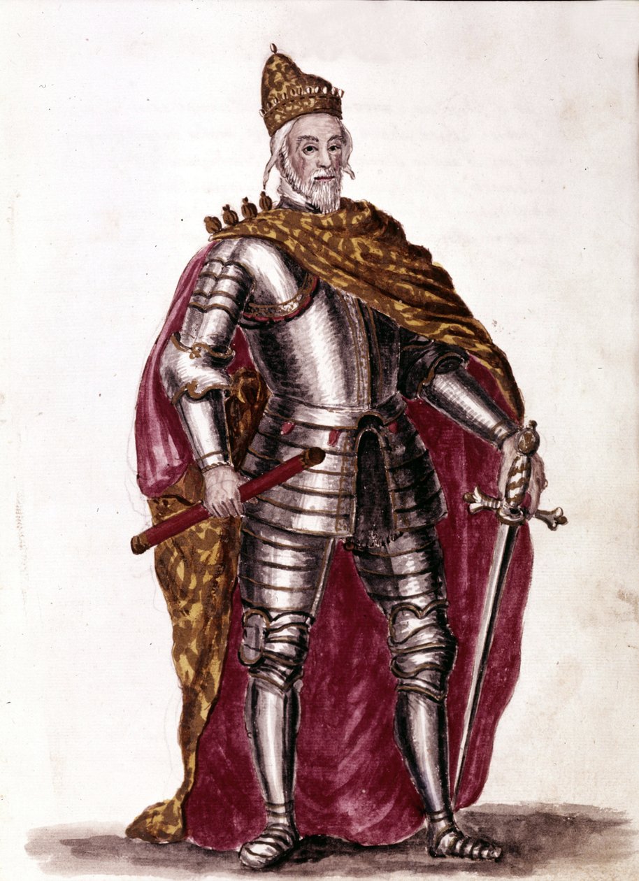 Doge Sebastiano Venier (1577 - 1578). Desenho aquarelado e tinta do manuscrito "Costumes dos Venicianos" de Jan van Grevenbroeck (ou Giovanni Grevembroch (Grevenbroch) (1731-1807) de Jan van Grevenbroeck
