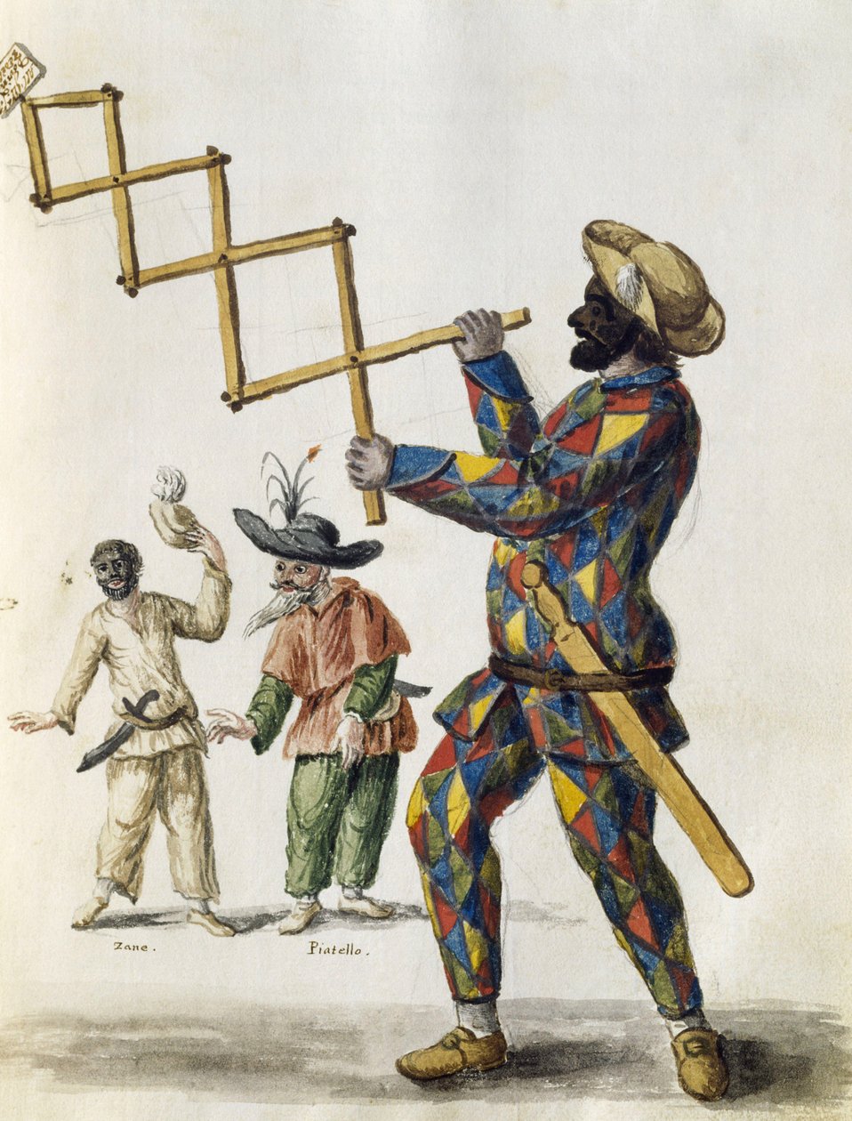 Arlequim, aguarela de The Venetian clothes, de quase todas as idades diligentemente recolhida e pintada no século XVIII, por Jan van Grevenbroeck ou Giovanni Grevembroch (1731-1807), Itália de Jan van Grevenbroeck