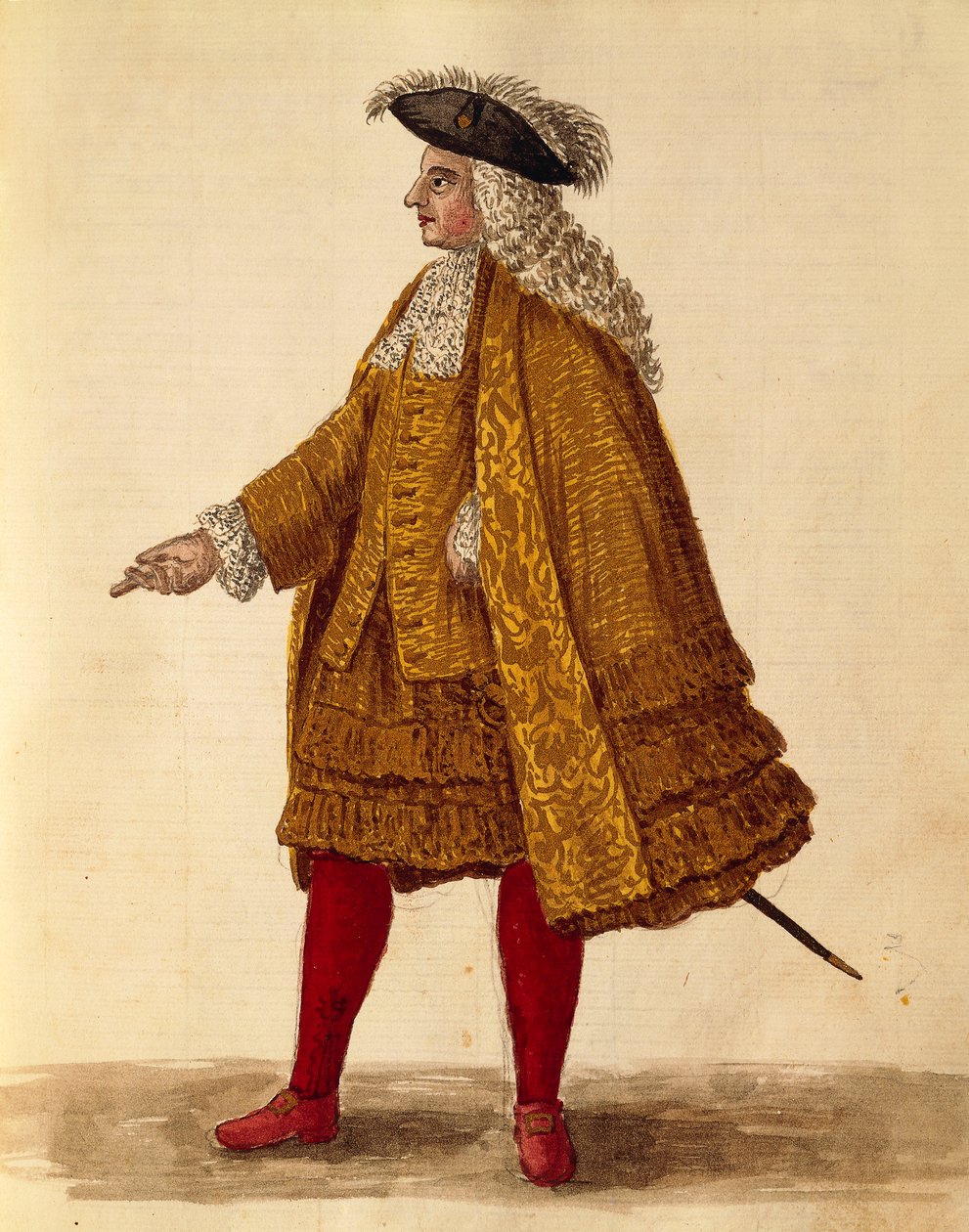 Toga de cavaleiro, de Jan van Grevenbroeck ou Giovanni Grevembroch (1731-1807), Gli Abiti de Veneziani, de livro ilustrado de fantasias, aguarela de Jan van Grevenbroeck
