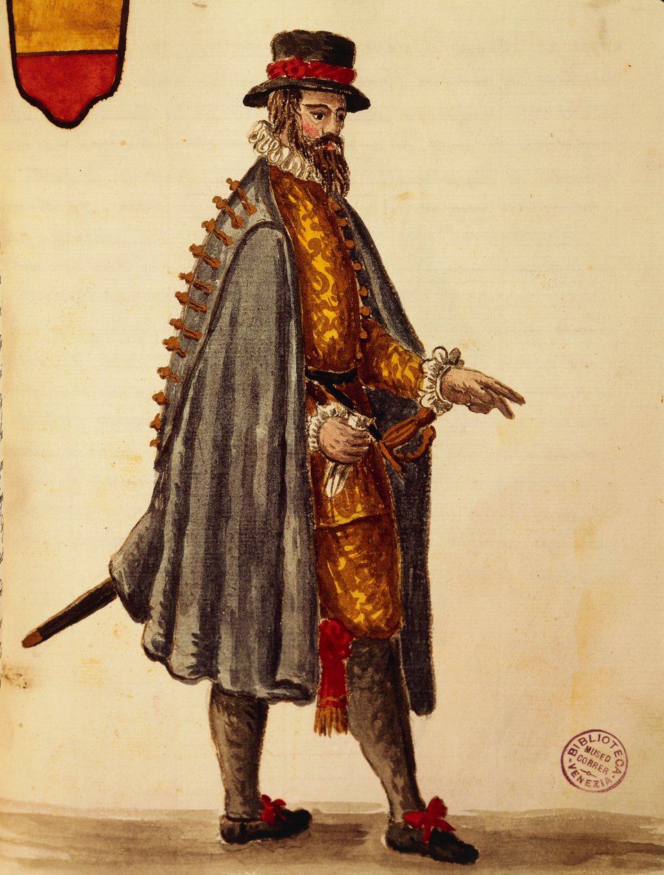 Embaixador napolitano, por Jan van Grevenbroeck ou Giovanni Grevembroch (1731-1807), Gli Abiti de Veneziani, de livro ilustrado de fantasias, aguarela de Jan van Grevenbroeck