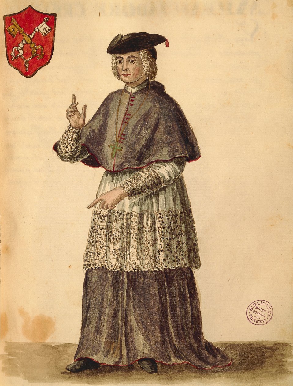 Legado papal em Serenissima, de Jan van Grevenbroeck ou Giovanni Grevembroch (1731-1807), Gli Abiti de Veneziani, de livro ilustrado de fantasias, aguarela de Jan van Grevenbroeck