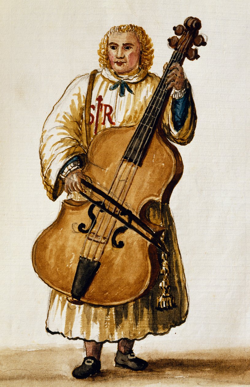 Músico de rua, por Giovanni Grevembroch. Itália de Jan van Grevenbroeck