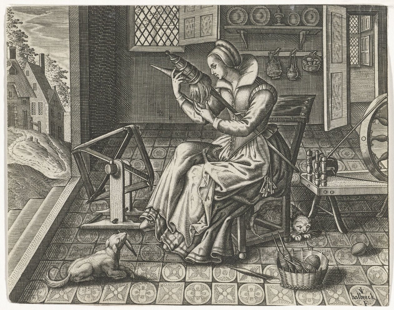Spinster num interior de Jan van Halbeeck