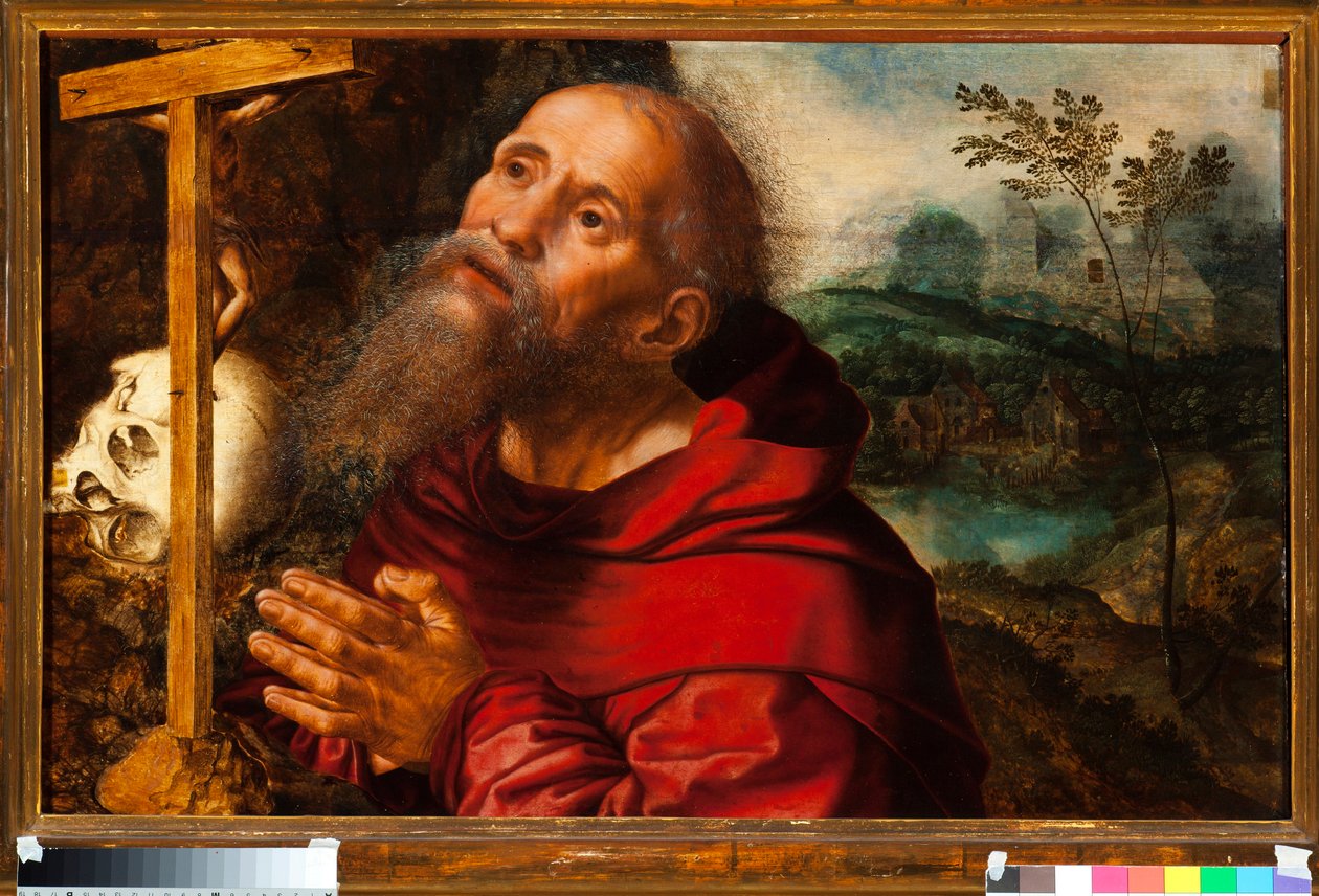 Representação de Saint Jerome (São Jerônimo) Pintura de Jan Sanders Van Hemessen (ca. 1504-ca. 1575) de Jan van Hemessen