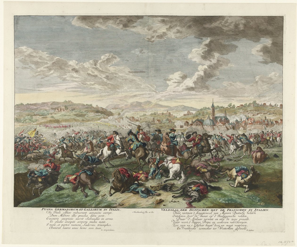 Batalha equestre no norte de Itália, c. 1702-1703
Pugna Germanorum et Gallorum in Italia / Battle of the Germans with the French in Italien (título sobre o objecto) de Jan van Huchtenburg