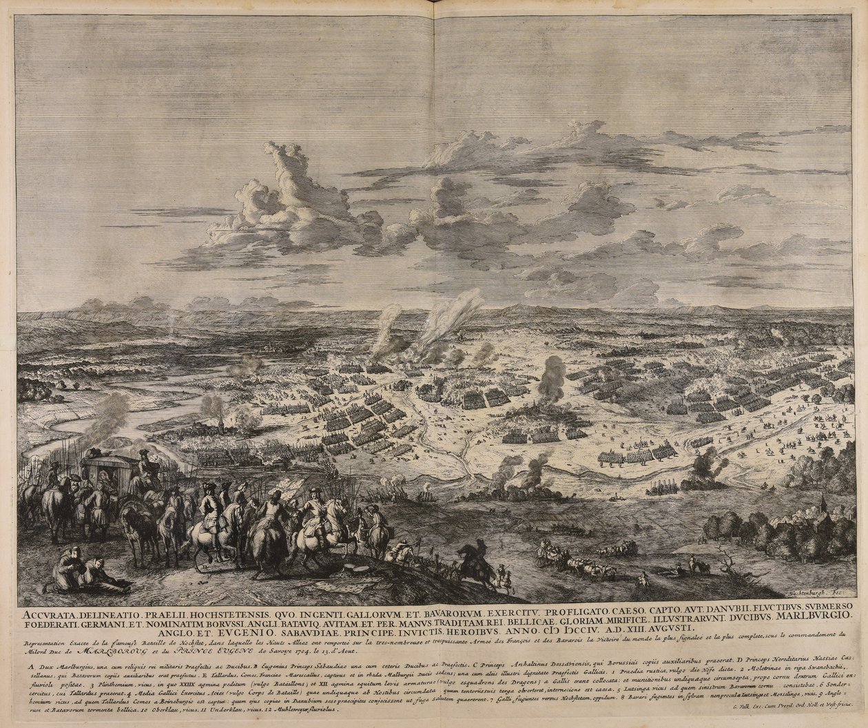 Accurata delineatio praelii Hochstetensis quo ingenti Gallorum et Bavarorum exercitu profligato caeso capto ...  Representation exacte de la fameuse bataille de Hochstet ... de Jan van Huchtenburgh