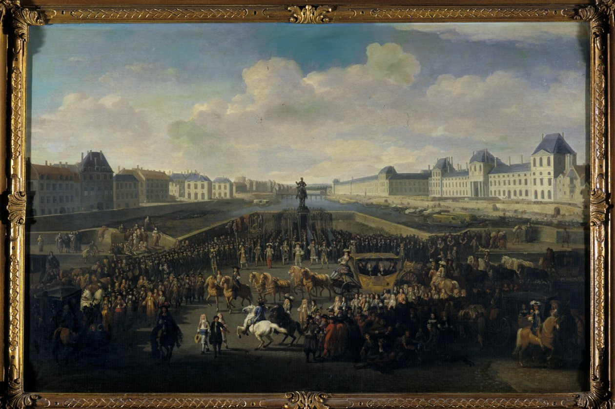 Luís XIV aproximando-se da Pont Neuf, Paris de Jan van Huchtenburgh