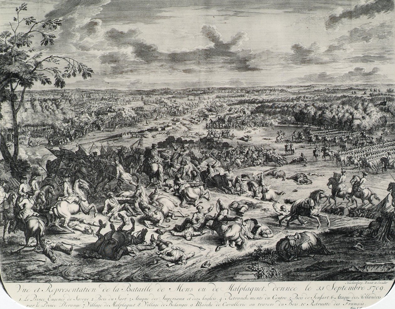Cenas de batalha de: Dumont et Rousset, Histoire militaire du Prince Eugene (1663-1736), série de oito gravuras de Jan van Huchtenburgh