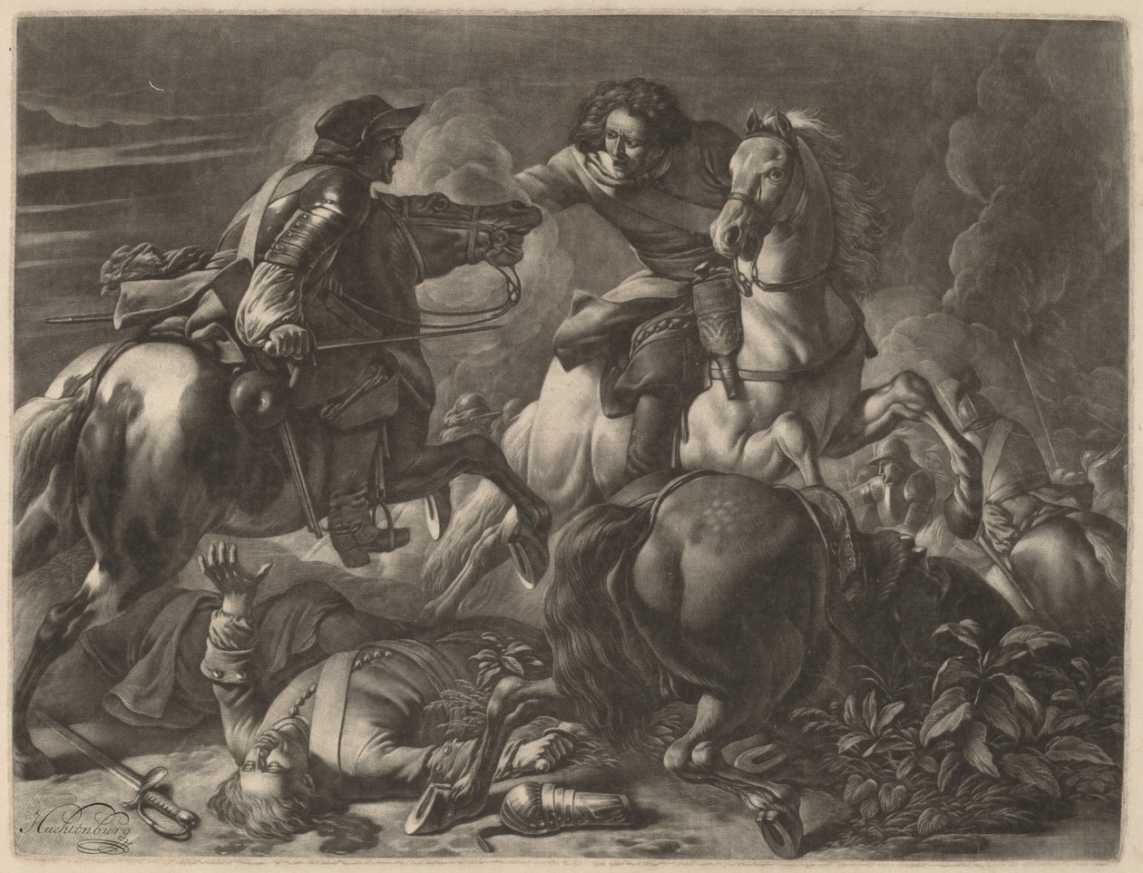 Dois cavaleiros guerreiros de Jan van Huchtenburgh