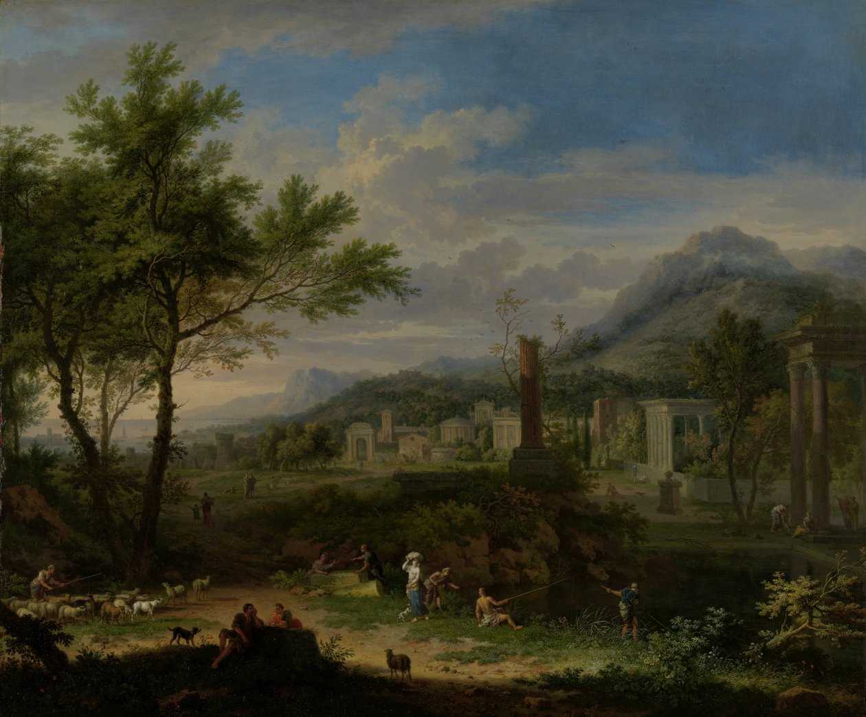 Paisagem Arcadiana com Pescadores de Jan van Huysum