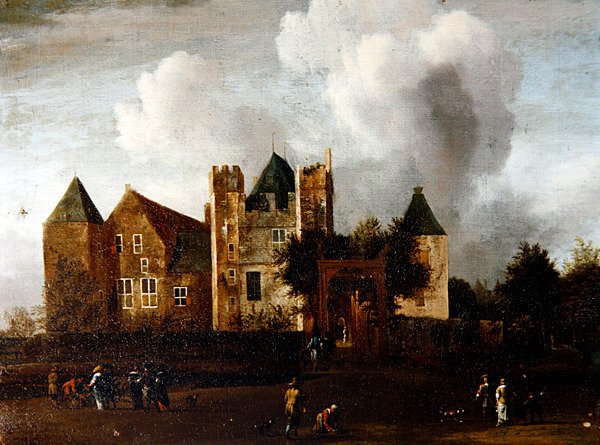 Uma Vista do Castelo Purmerend, perto de Monnickendam, Waterland, Holanda de Jan van III Kessel