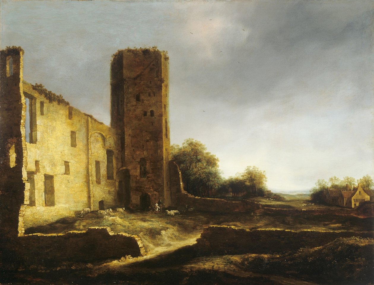 Ruínas do castelo de Egmond aan den Hoef, perto de Alkmaar de Jan van Kessel