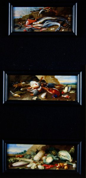Ainda vida tableaux - peixe, jogo, legumes de Jan van Kessel the Elder