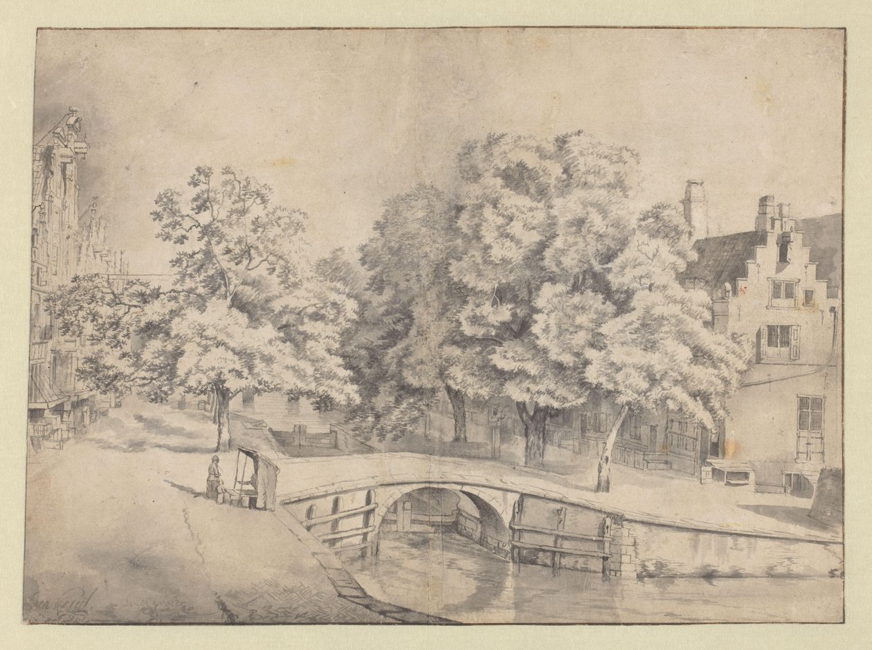 Vista do Leidsegracht em Amsterdã, visto do Keizersgracht de Jan van Kessel