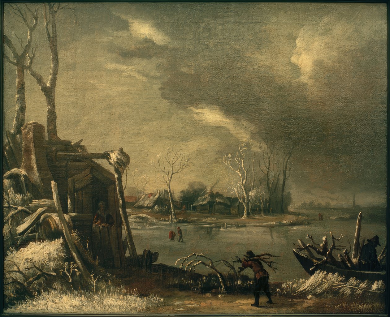 Paisagem de Inverno com Coletor de Pincel de Jan van Kessel