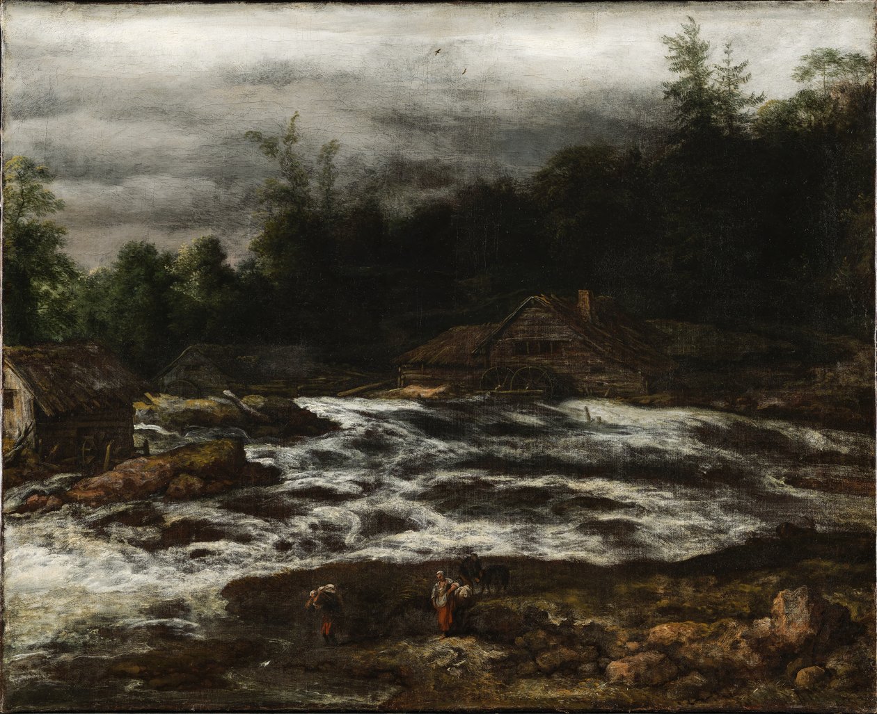 Cenário de montanha com cachoeira de Jan van Kessel d.Æ.