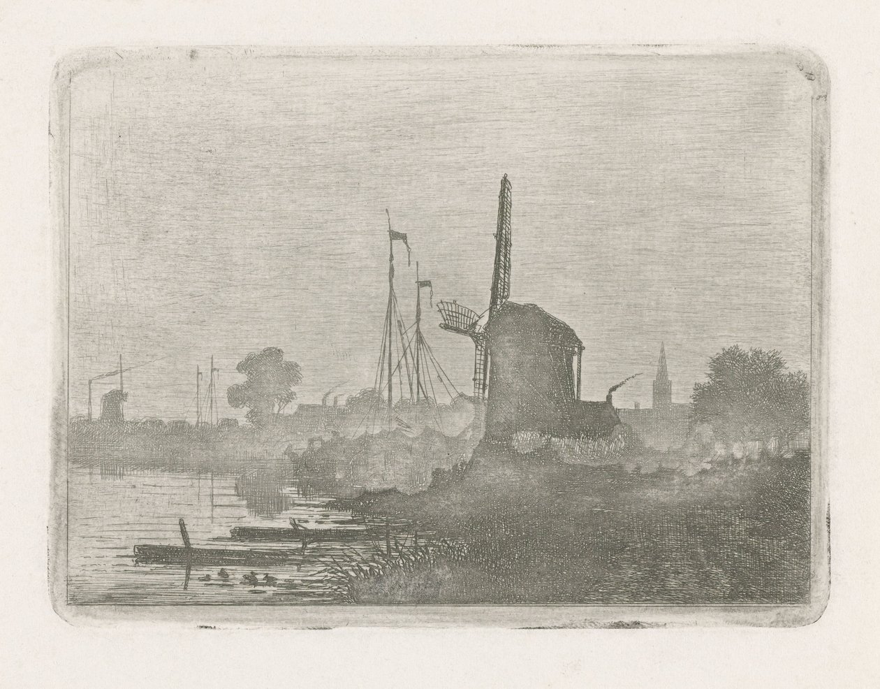 Vista de um moinho à beira-mar de Jan van Lokhorst