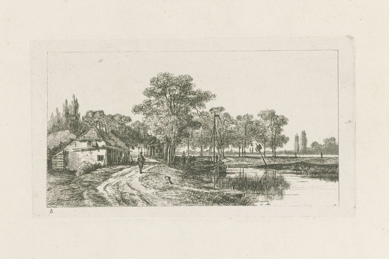 Paisagem com barco atracado
Arredores de Utreque (título da série) de Jan van Lokhorst