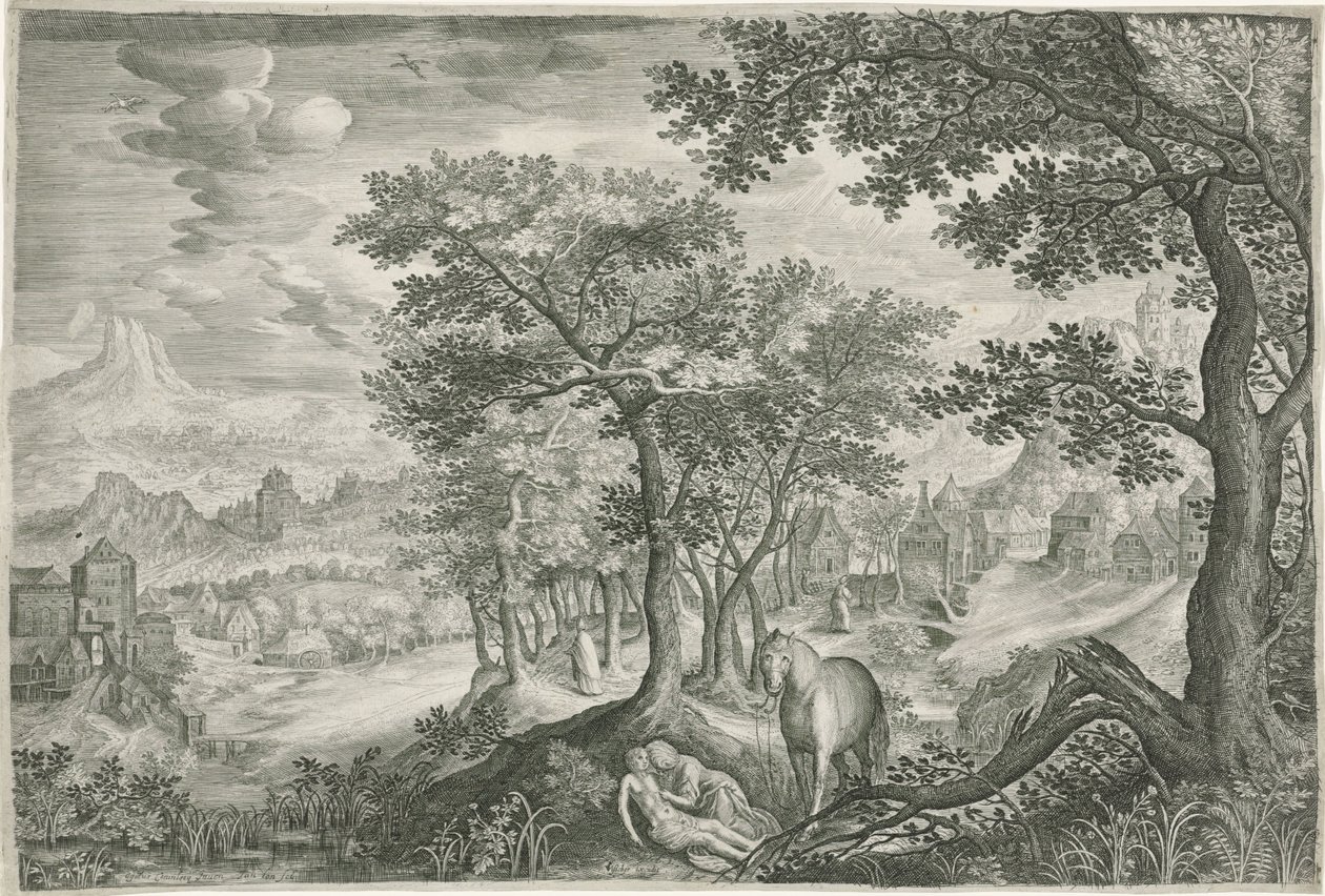 Paisagem montanhosa com o Bom Samaritano de Jan van Londerseel