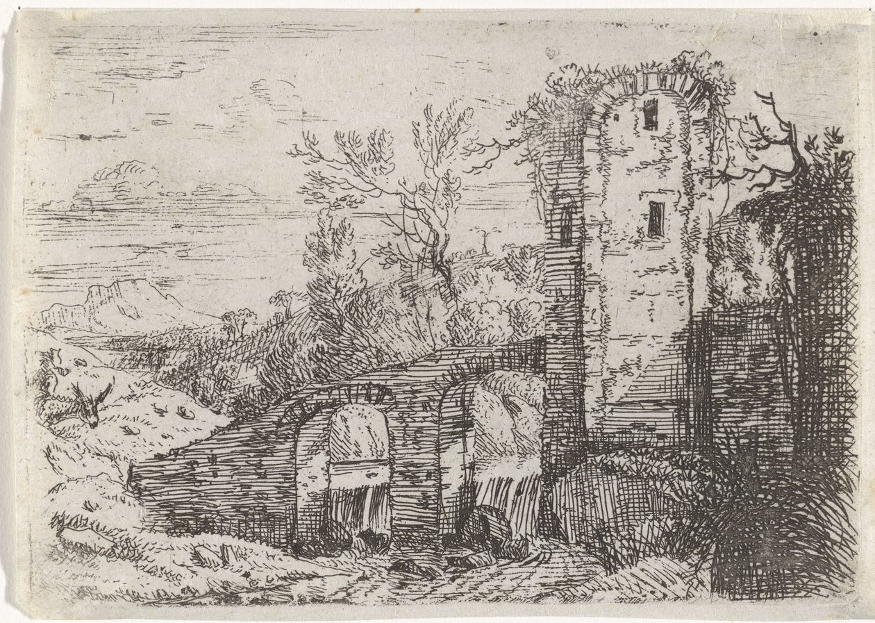 Ponte de pedra sobre a cachoeira de Jan van Nickelen