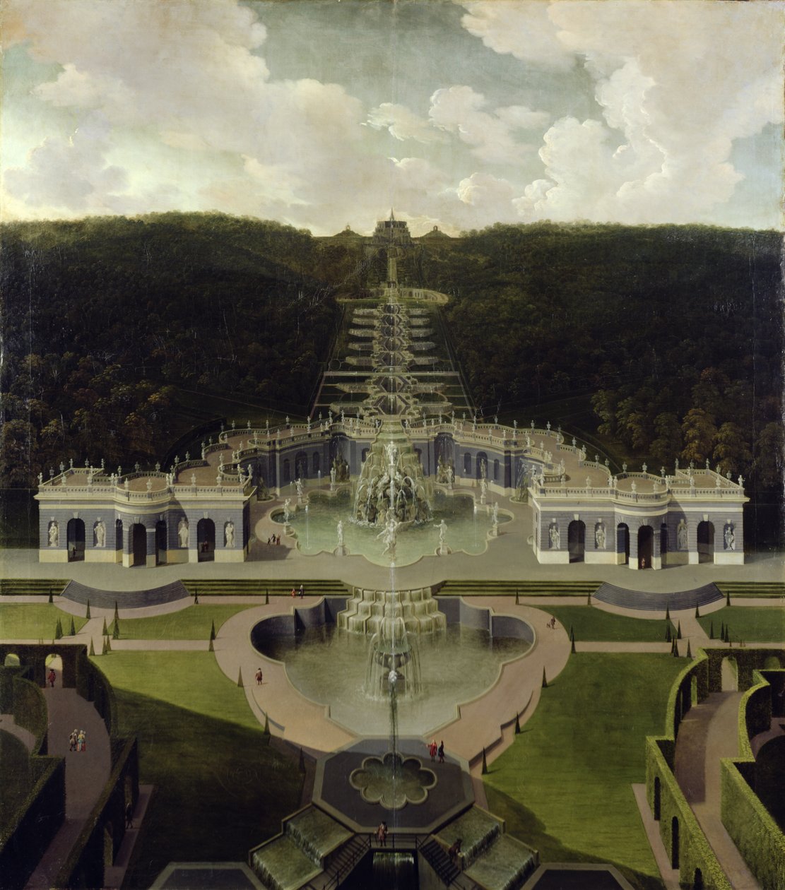 Vista da Gruta com as Fontes das Cascatas para o Octógono, após 1716 de Jan van Nickelen