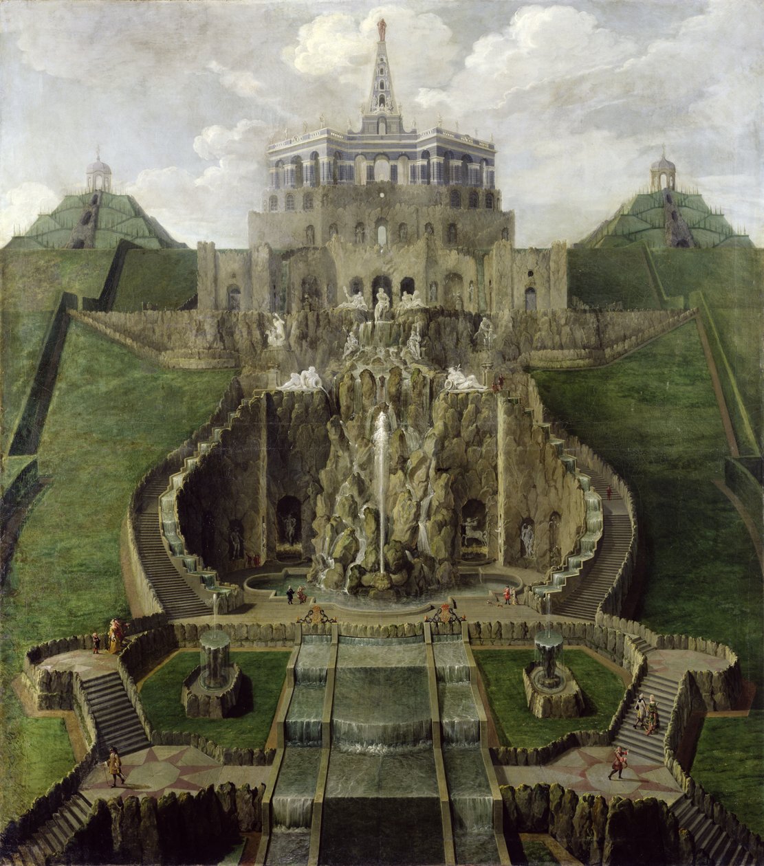 Vista das Bacias Riesenkopf ao octógono, depois de 1716 de Jan van Nickelen