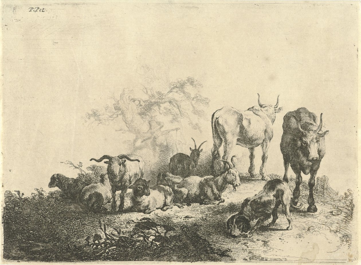 Paisagem com gado e uma leiteira de Jan van  Noordt