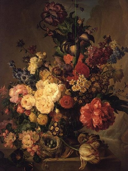 Flores em um Lado por uma Cachoeira de Jan van Os