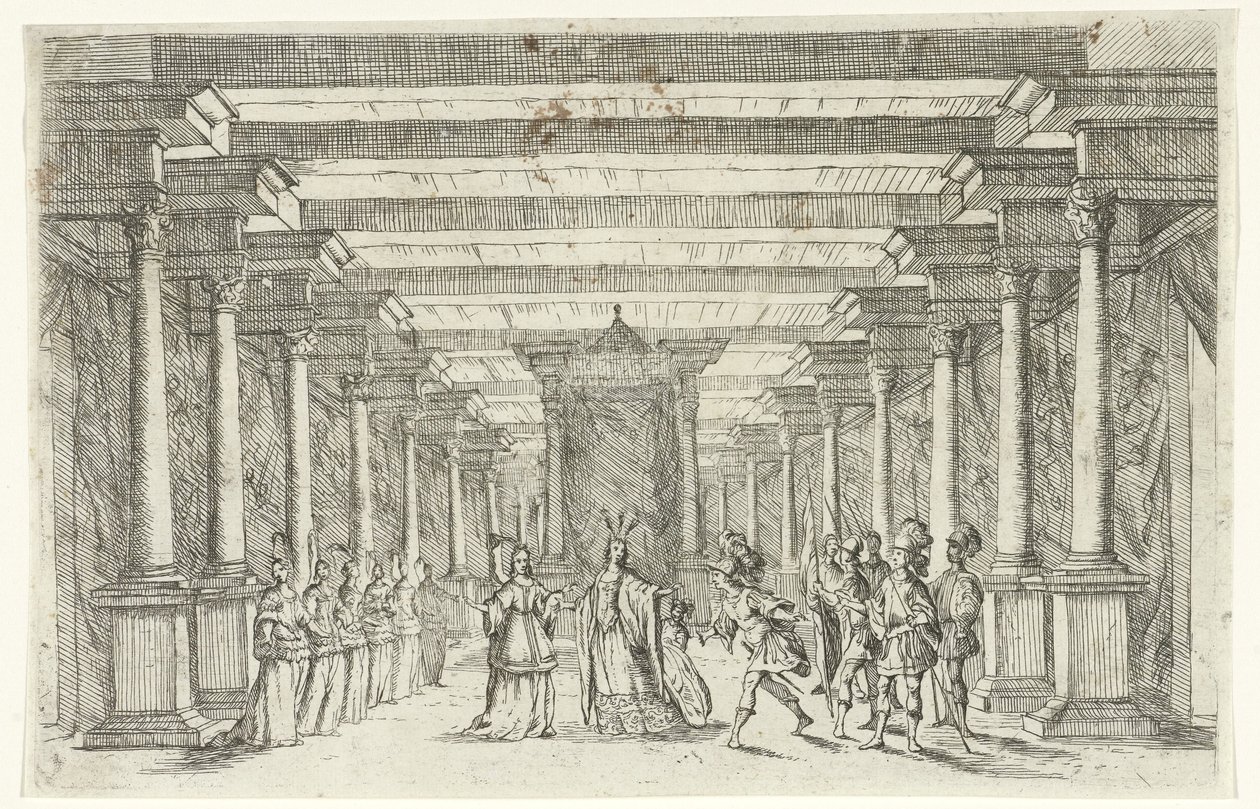 Um guerreiro a cumprimentar um soberano
Desenhos para cenários (título da série) de Jan van Ossenbeeck